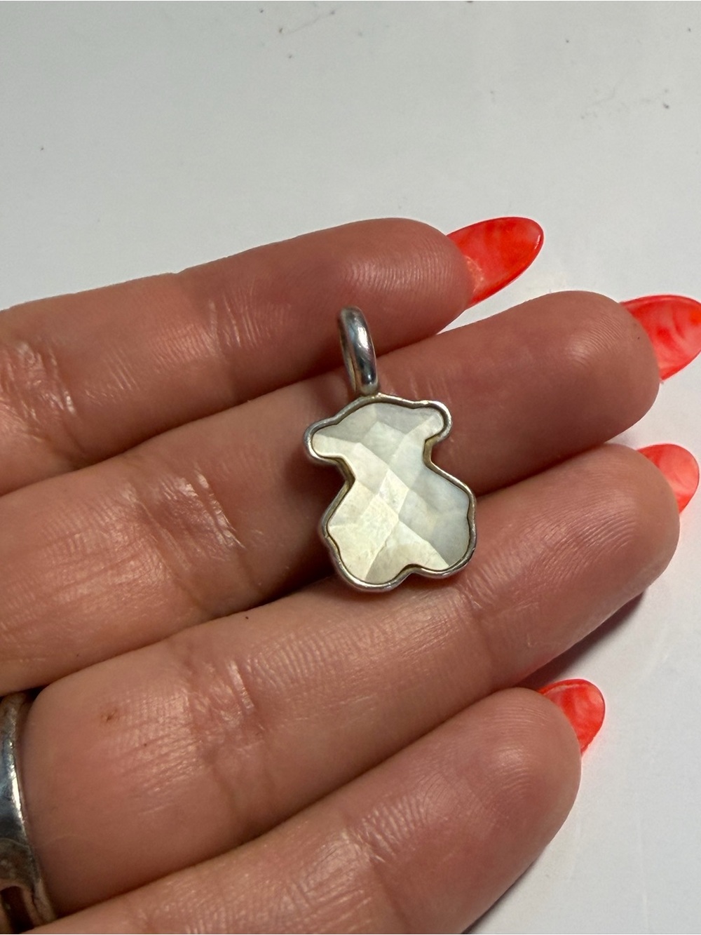 Tous silver mother of pearl bear pendant
